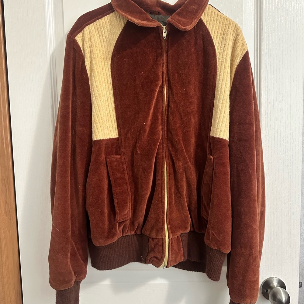 Vintage Brown and Tan Zip-Up Jacket